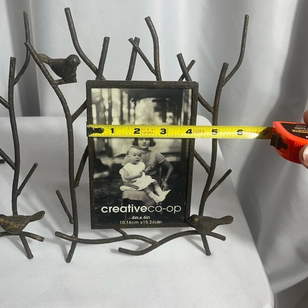 Creative Co-Op Black Bird Branch Photo Frame Set Metal Rustic New Rare Unique